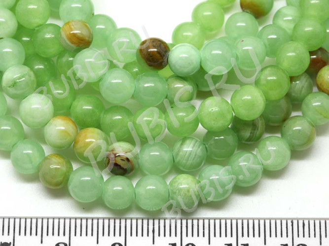 (ОПТ) Бусина округлая 4мм Мраморный Оникс светло-зелёный (камни) (НИТЬ)