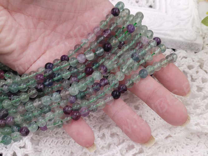 (ОПТ) Бусина округлая 6мм Флюорит натуральный (камни) (НИТЬ)