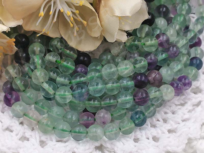 (ОПТ) Бусина округлая 6мм Флюорит натуральный (камни) (НИТЬ)