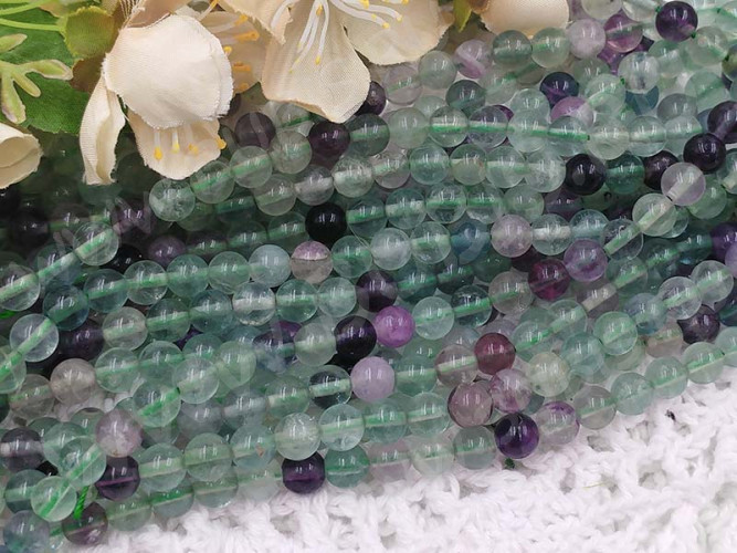 (ОПТ) Бусина округлая 6мм Флюорит натуральный (камни) (НИТЬ)
