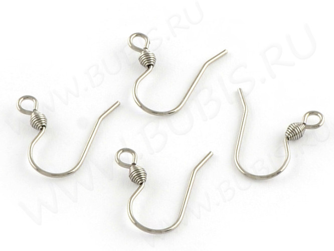 Швензы-крючки №091 с овальной пружинкой 18*17мм цвет платины (хирургическая сталь) (1 пара)