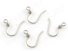 Швензы-крючки №091 с овальной пружинкой 18*17мм цвет платины (хирургическая сталь) (1 пара)