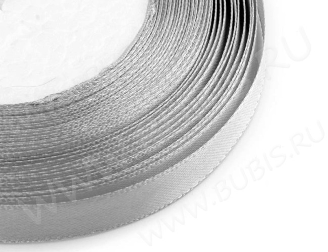 Атласная лента 03 6мм серая (ленточки) (1 катушка)