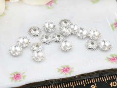 259 Шапочка маленькая с символами 6*6*1,8мм серебристая (литьё) (20шт)