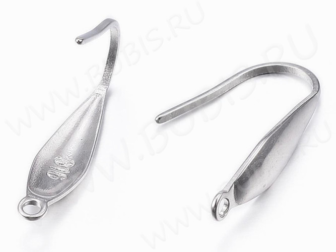 Швензы-крючки №094 вытянутая капля 20*4,5*0,8мм цвет платины (Хирургическая сталь) (1 пара)