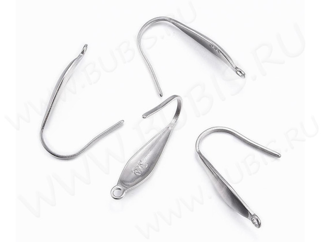 Швензы-крючки №094 вытянутая капля 20*4,5*0,8мм цвет платины (Хирургическая сталь) (1 пара)