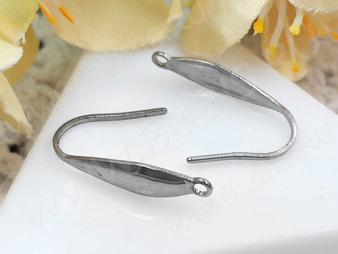 Швензы-крючки №094 вытянутая капля 20*4,5*0,8мм цвет платины (Хирургическая сталь) (1 пара)