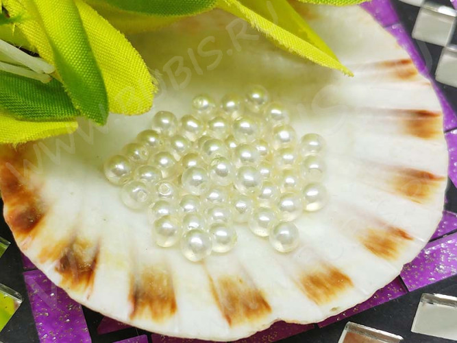 Бусина "жемчуг" 4мм айвори ПОЛУПРОЗРАЧНАЯ (Чешское стекло) (50шт.)