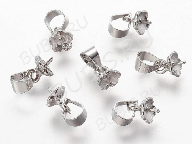 Держатель кулона 098 с пробой 18KGP со штырьком 11*5*3мм цвет платины (Brass)