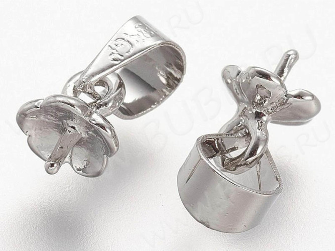 Держатель кулона 098 с пробой 18KGP со штырьком 11*5*3мм цвет платины (Brass)