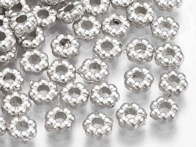 (СКИДКИ!!!) Рондели 100 акриловые бусины 4*4*2мм цвет платины (акрил CCB) (50шт.)