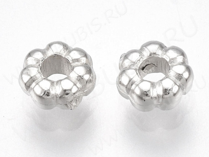 (СКИДКИ!!!) Рондели 100 акриловые бусины 4*4*2мм цвет платины (акрил CCB) (50шт.)