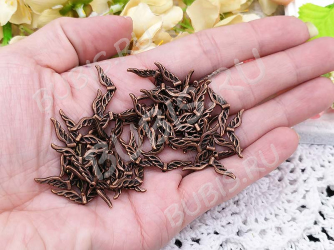 Бусина 182 Крылья 16 3D Птицы 22*8*3мм античная медь (литьё)