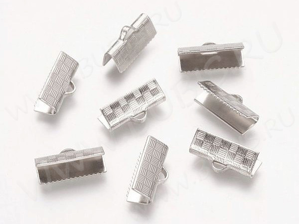 Зажимы №53 Концевики для лент с рисунком 15*7,5*5мм цвет платины (Brass) (10шт.)