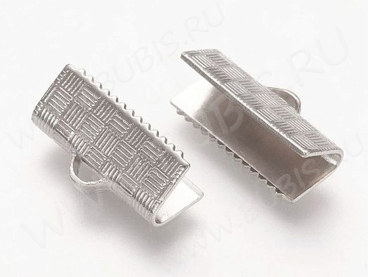 Зажимы №53 Концевики для лент с рисунком 15*7,5*5мм цвет платины (Brass) (10шт.)