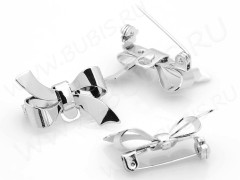 Основа (заготовка) для броши №116 Булавка Бантик с петелькой 25*15*11мм цвет платины (Brass)