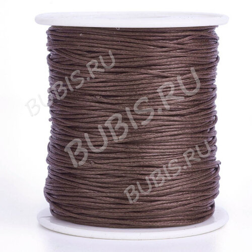 Вощёный х/б шнур 1мм коричневый на катушке (ок.90м)