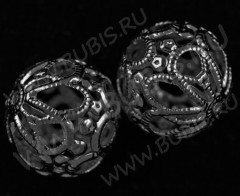 Бусина ажурная 03 Шарик 18мм чёрный никель (Iron)