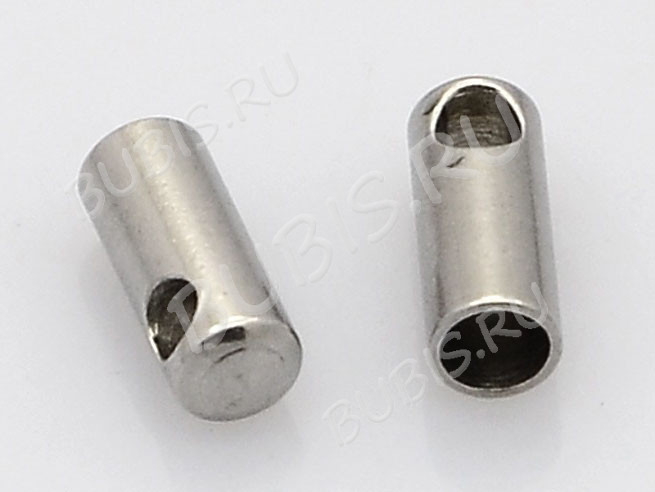 Концевик 126 для шнура до 4мм 9,5*4,5мм цвет платины (Хирургическая сталь)(10шт)