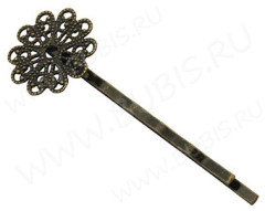 Основа (заготовка) для заколки №03 "невидимка" 60*16*5,5мм античная бронза (Brass)