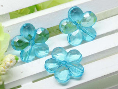 Бусина акрил Цветочек 19 гранёный 20*20*5мм голубо-бирюзовый прозрачный (акрил)