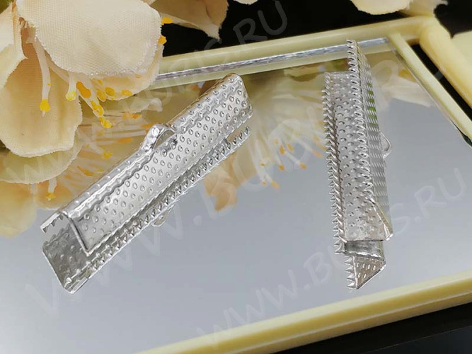 Зажим №14 для лент 35*7,5*5,5мм серебристый (Iron)