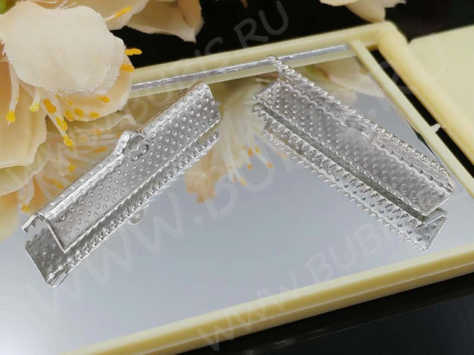 Зажим №14 для лент 35*7,5*5,5мм серебристый (Iron)