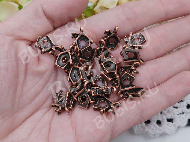 Подвеска Скворечник 01 3D с птичкой 15*12,5*3,5мм античная медь (литьё)