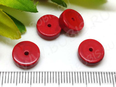 Бусина каменная Рондель 08 10*10*3,5-4мм Коралл красный пресс. (камни)