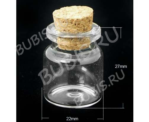 (СКИДКИ!!!) Бутылочка 23 с пробкой 6мл 34*22*22мм прозрачная (стекло)(5шт.)