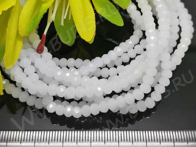 Бусина кристалл гранёный абакус 4,3*4*3,5мм белый полупрозрачный (имитация Сваровски) (20шт.)