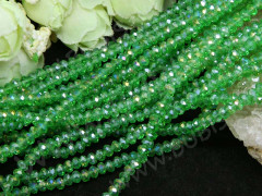 Бусина кристалл гранёный абакус 4,3*4*3,5мм зелёный с АВ прозрачный (имитация Сваровски) (20шт.)