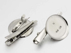 Основа (заготовка) для броши №97 Булавка Заколка &quot;крокодильчик&quot; (с сеттингом 23мм) 37*23*12мм цвет платины (Iron)