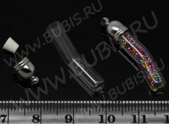 Бутылочка 06 фигурная с пробкой и колпачком 0,25мл 26*6*5мм прозрачная (стекло)