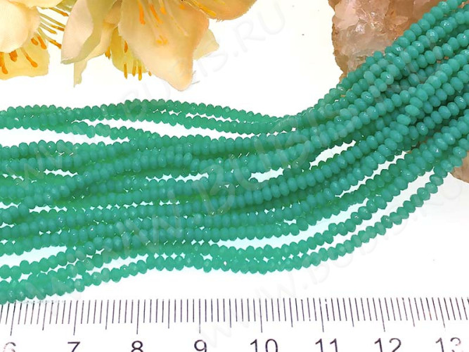 Бусина кристалл гранёный абакус 2,5*2,5*1,5мм св.бирюзовый полупрозрачный (имитация Сваровски) (НИТЬ)