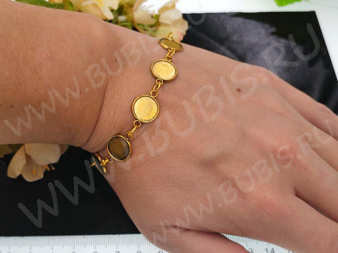 Основа (заготовка) для браслета №52 с 9-ю сеттингами 10мм 20см античное золото (литьё и Iron)