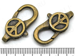 Замочек карабин №026 с пацификом 27,5*14,5*6мм античная бронза (литьё)