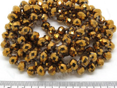 (ОПТ) Бусина Абакус кристалл гранёный 8*8*5,5мм т.золотистый непрозрачный (имитация Сваровски) (НИТЬ)