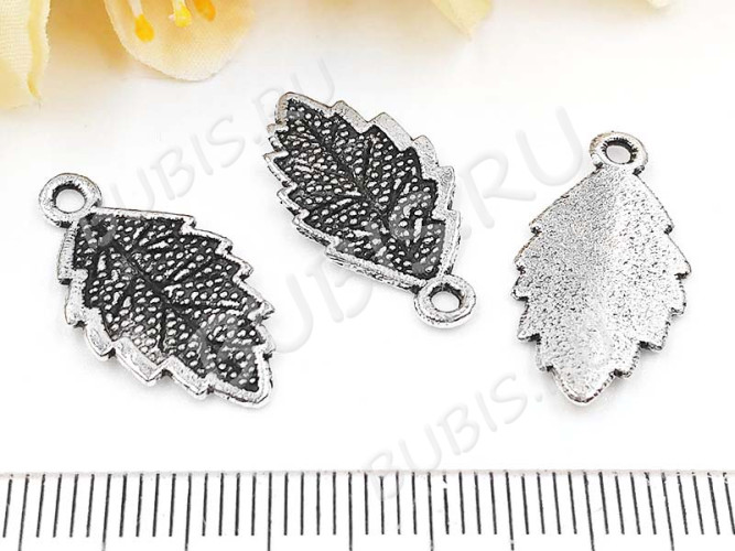 (СКИДКИ!!!) Подвеска Листик 48 22,5*12*1,5мм античное серебро (литьё) (10шт.)