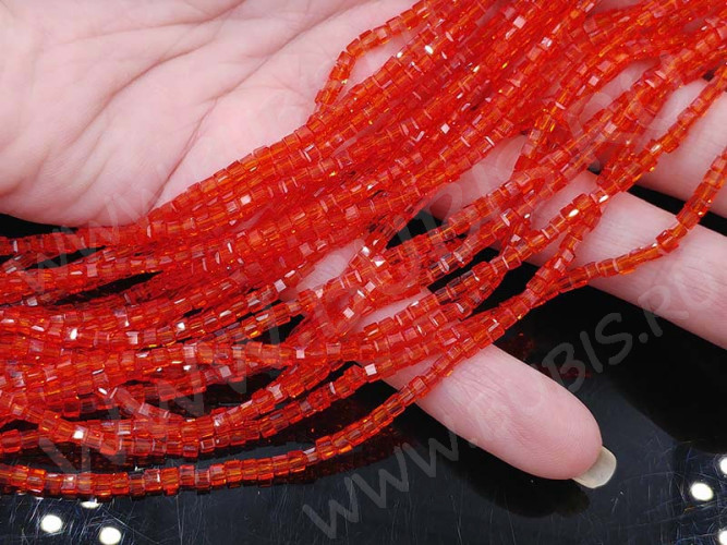 (СКИДКИ!!!) Бусина кристалл гранёный Кубик 2,5*2,5*2мм т.рыжий прозрачный (имитация Сваровски) (50шт.)