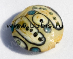 143 Бусина Лепёшка 20*18*10мм св.жёлто-синяя (Мурано)