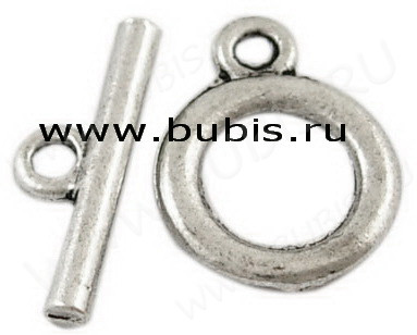 034 Тоггл маленький округлый 14*11мм и 15*5,5мм античное серебро (литьё)