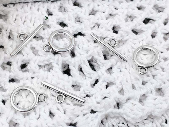 034 Тоггл маленький округлый 14*11мм и 15*5,5мм античное серебро (литьё)