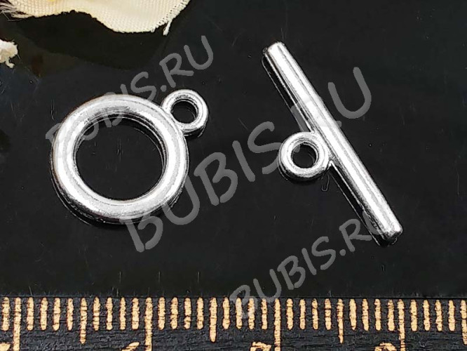034 Тоггл маленький округлый 14*11мм и 15*5,5мм античное серебро (литьё)