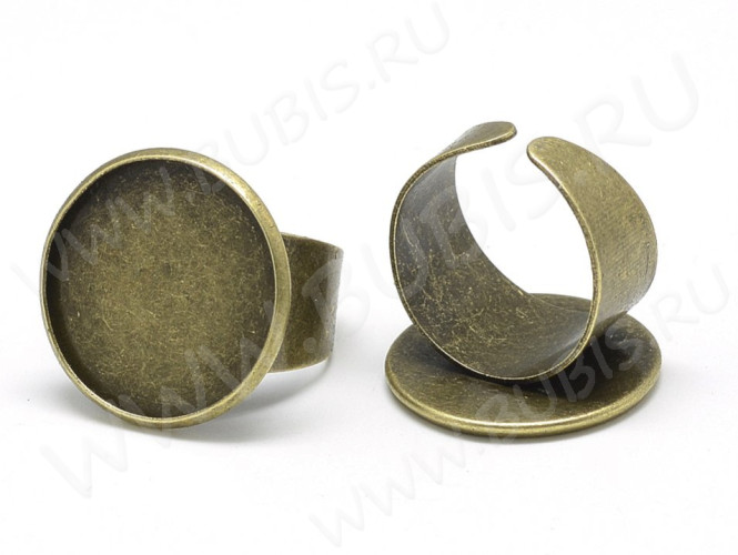 Основа (заготовка) для кольца 153 18мм с сеттингом 20мм античная бронза (Iron)