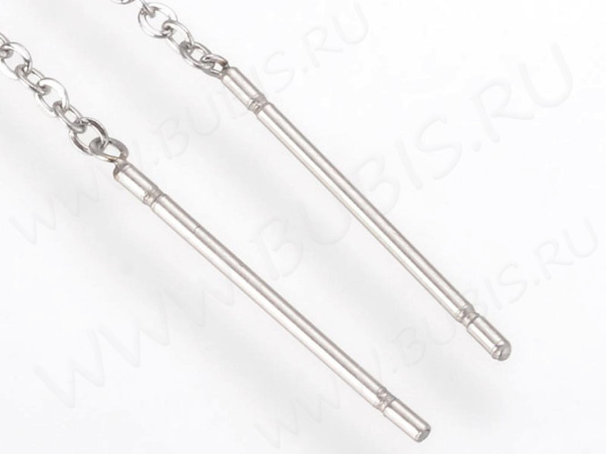 Пуссеты ("гвоздики") №162 с цепочкой и колечком 100*16*0,8мм цвет платины (Хирургическая сталь) (1 пара)