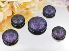Кабошон Фьюзинг 035 Круглый 12-22мм Дихроик на черном Фиолетовый светлый Рельеф MOS
