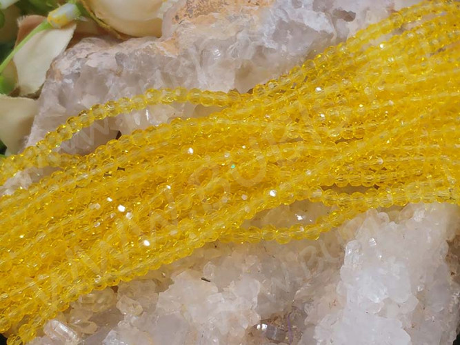 (СКИДКИ!!!) Бусина кристалл гранёный абакус 3*3*2мм золотистый прозрачный (имитация Сваровски) (НИТЬ)