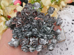 (СКИДКИ!!!) Цветок для декора 01 бумажный 70*10*10мм античное серебро (декор) (12шт.)