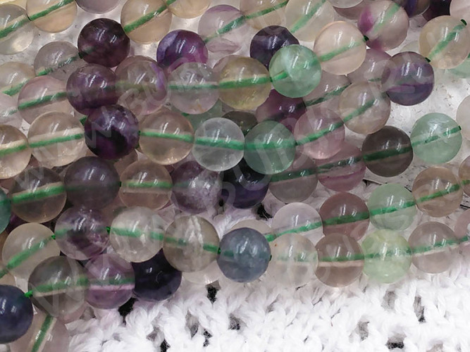(ОПТ) Бусина округлая 8мм Флюорит натуральный (камни) (НИТЬ)